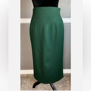 Vintage Savannah Dark Green Wool Midi Pencil Skirt
